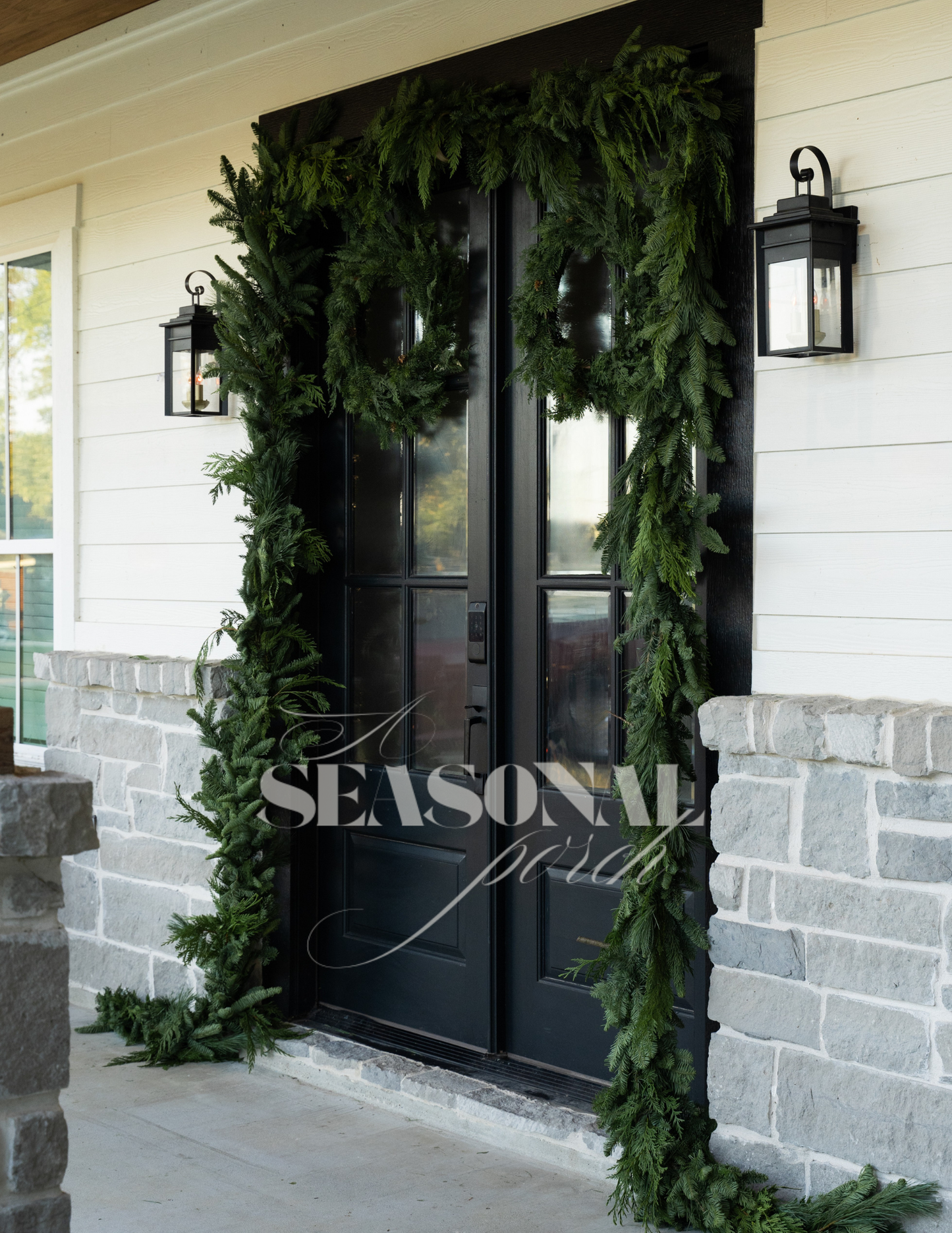 DIY Triple Crown Double Door Evergreen Garland