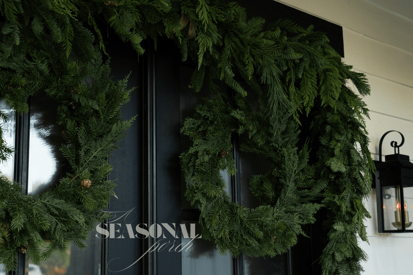 DIY Triple Crown Double Door Evergreen Garland